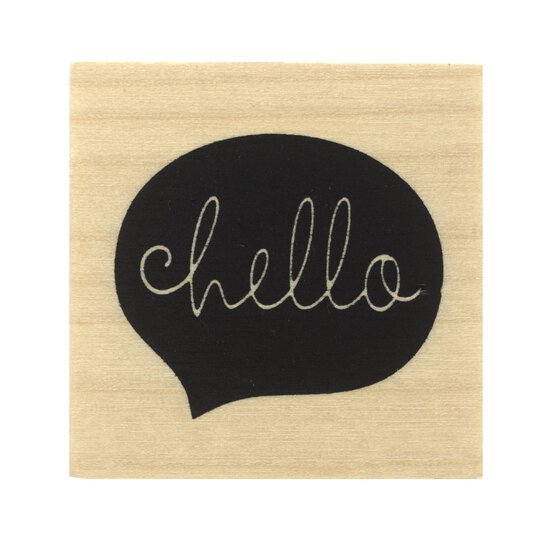 Hello Speech Bubble Wooden Stamp 3.8cm x 3.8cm image number 3