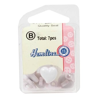 Hemline Pink Novelty Hearts Button 7 Pack