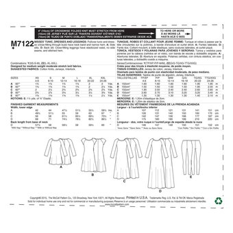 McCall’s Dress and Leggings Sewing Pattern M7122 (XS-M)