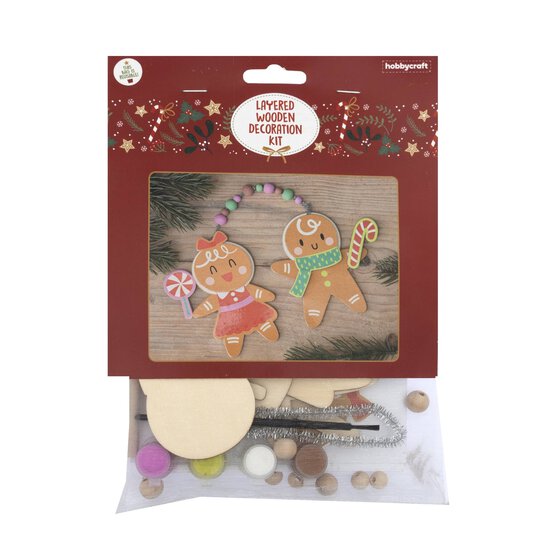 Layered Wooden Gingerbread Decoration Kit image number 3