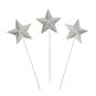 Silver Metal Star on a Stick Decoration 3 Pack image number 1
