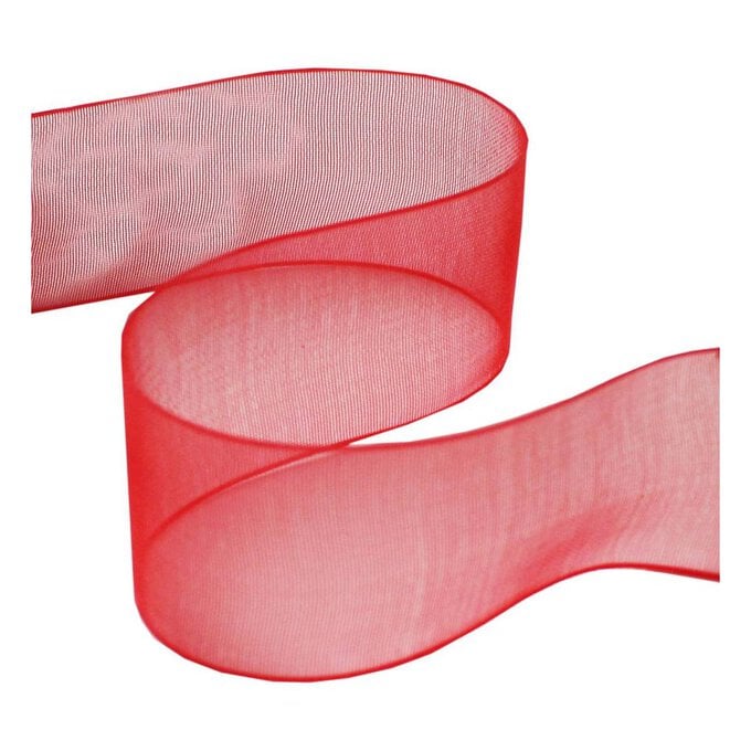 Red Organza Ribbon 25mm x 5m image number 1
