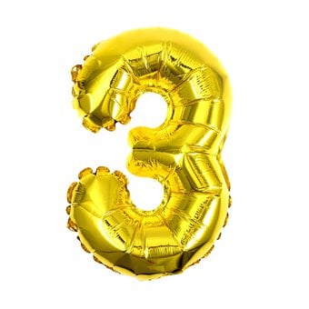 Gold Foil Number 3 Balloon