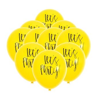 Yellow Let’s Party Latex Balloons 10 Pack