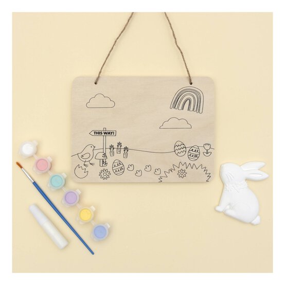 Paint Your Own Wooden Easter Wall Hanging Kit image number 1