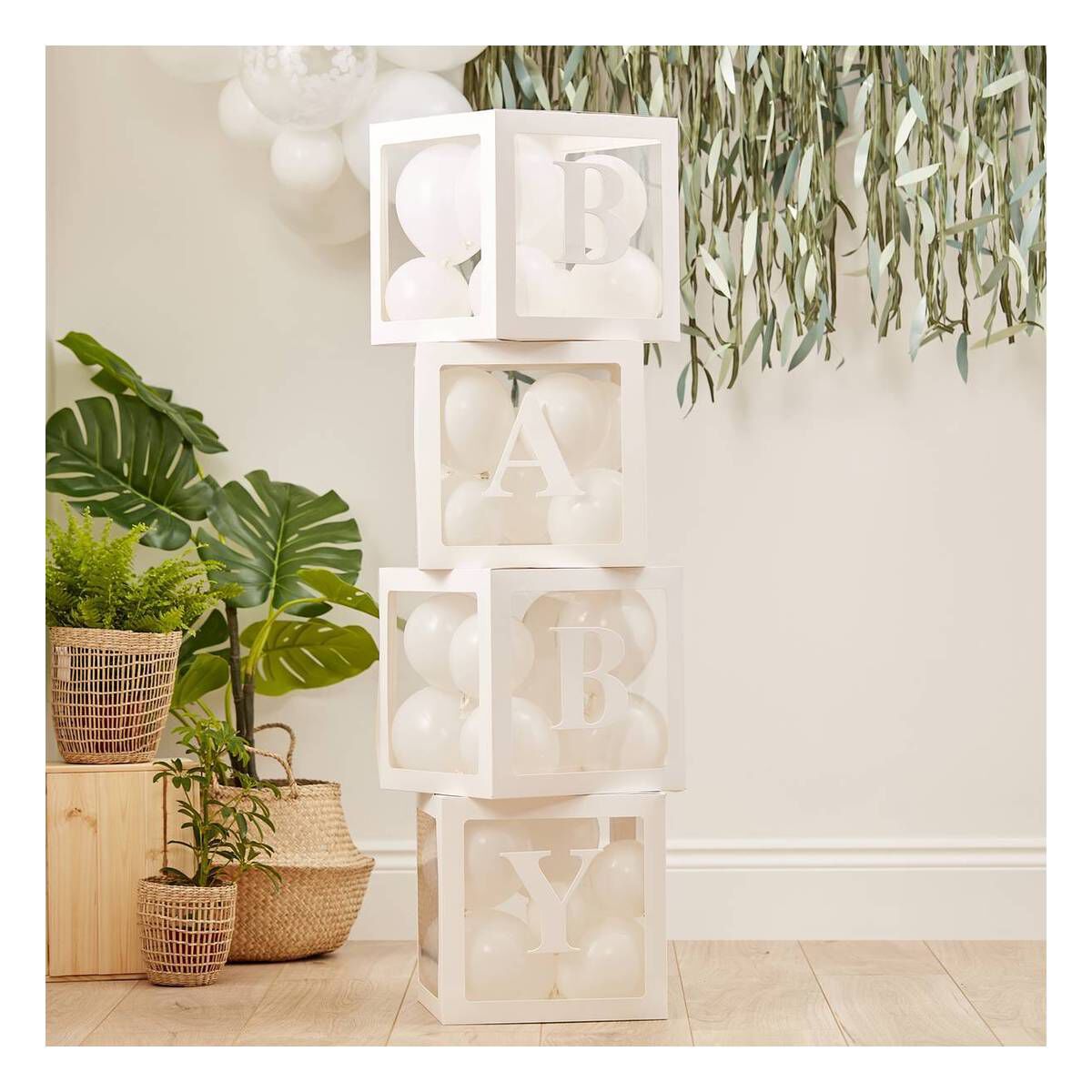 Ginger Ray White Baby Balloon Blocks Hobbycraft