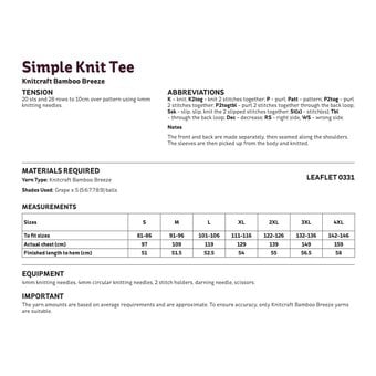 Knitcraft Simple Knit Tee Digital Pattern 0331 image number 2