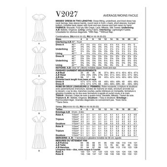 Vogue Women's Dresses Sewing Pattern V2027 (R5 14-22)