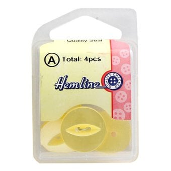 Hemline Yellow Fish Eye Buttons 18.75mm 4 Pack