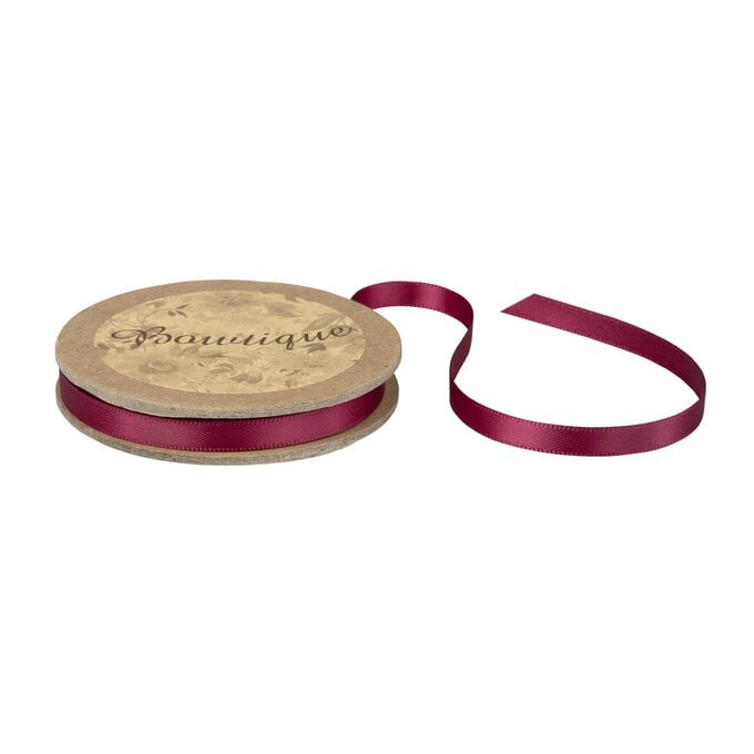 Wine Double-Faced Satin Ribbon 6mm x 5m image number 1