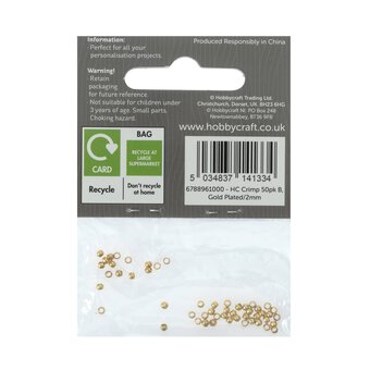 Gold Plated Crimps 2mm 50 Pack