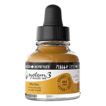 Daler-Rowney System3 Yellow Ochre Acrylic Ink 29.5ml image number 2