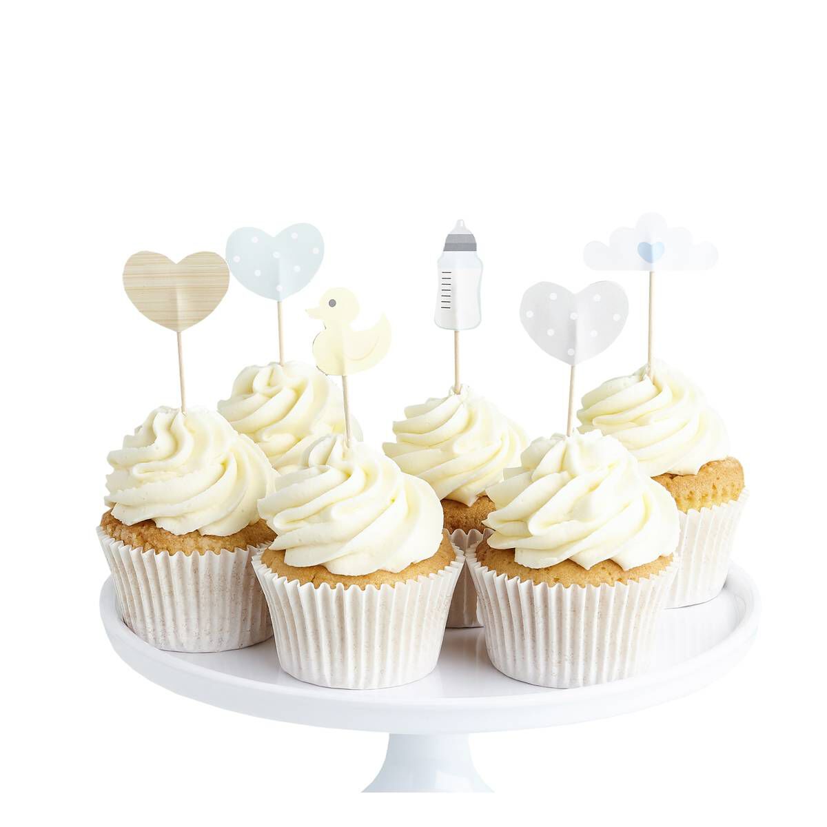 Grey Baby Shower Cake Topper Picks 6 Pack Hobbycraft