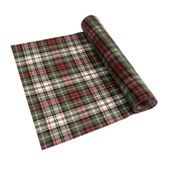Green and Red Tartan Fabric Roll 28cm x 2m image number 1