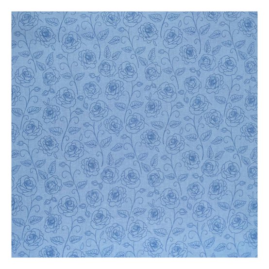 Sky Blue Cotton Rose Blender Fabric by the Metre image number 2