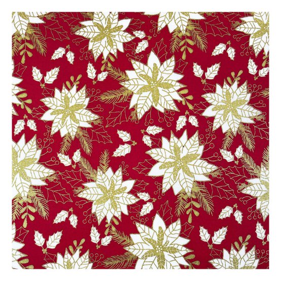 Red Poinsettia Cotton Fabric by the Metre image number 2