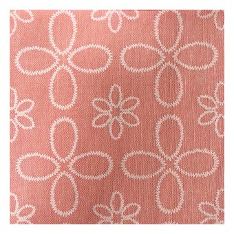 Peach Stitch Look Floral Polycotton Print Fabric by the Metre