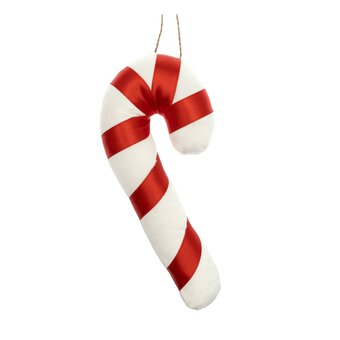 Hanging Velvet Candy Cane Decoration 21cm