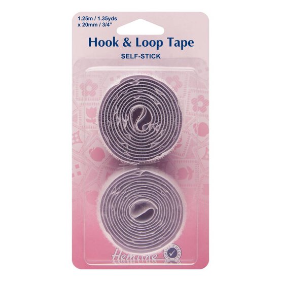 Hemline White Self Adhesive Hook and Loop 20mm x 1.25m image number 1