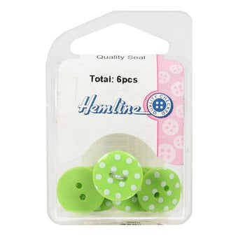 Hemline Light Green Novelty Spotty Button 6 Pack