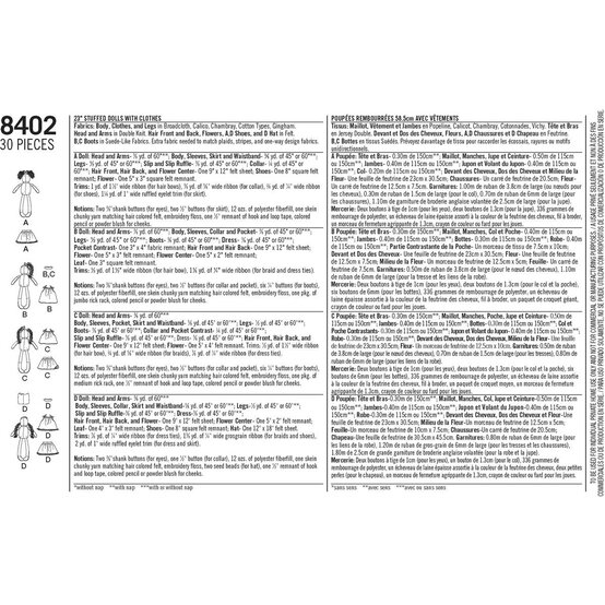 Simplicity Rag Dolls and Clothing Sewing Pattern 8402 image number 3