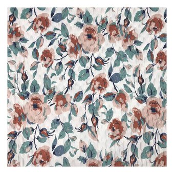 Cream Soft Pleat Floral Fabric by the Metre