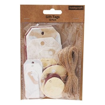 Natural Tags with Jute Yarn 52 Pack