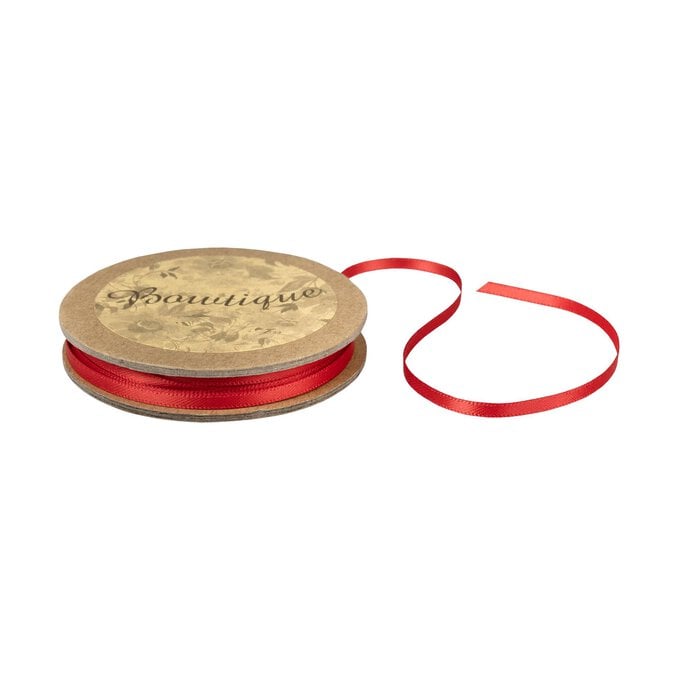 Red Double-Faced Satin Ribbon 3mm x 5m image number 1