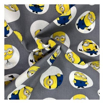 Grey Spot Minions Cotton Fabric by the Metre