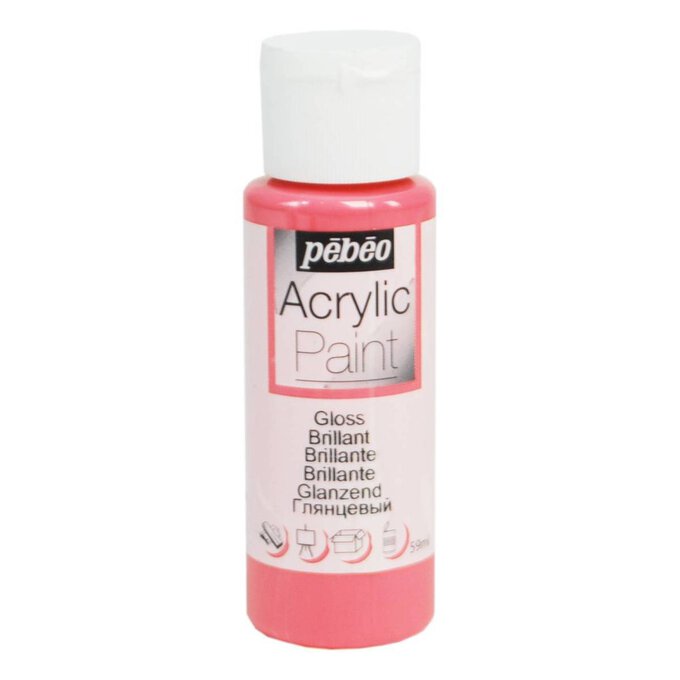 Pebeo Coral Pink Gloss Acrylic Craft Paint 59ml image number 1