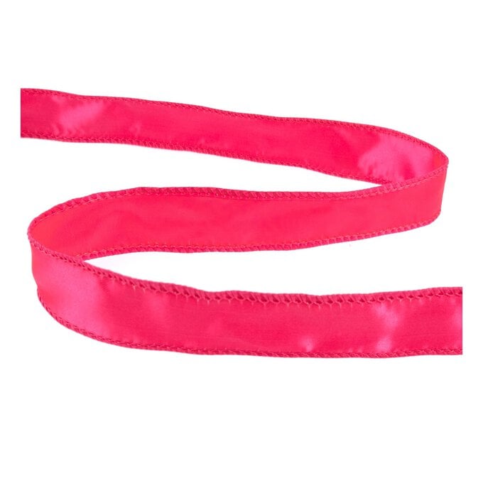 Hot Pink Wire Edge Satin Ribbon 25mm x 3m image number 1