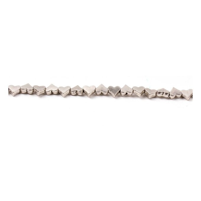 White Alloy Heart Bead String 23 Pieces image number 1