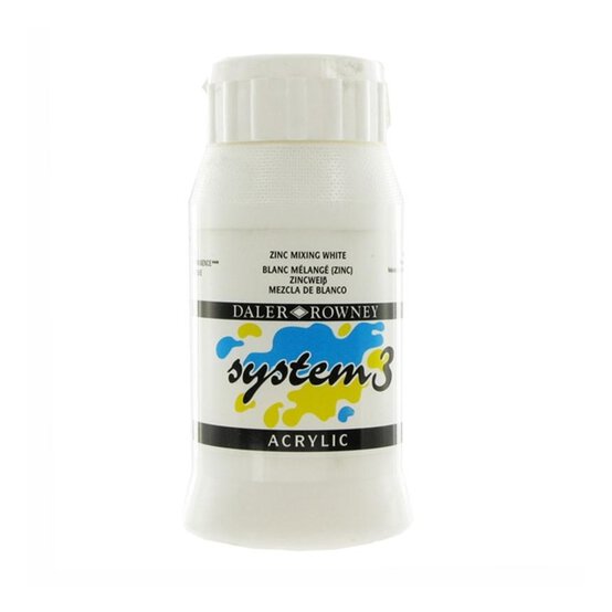Daler-Rowney System 3 Zinc Mixing White Acrylic Paint 500ml image number 1