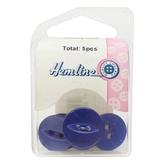 Hemline Royal Blue Basic Fish Eye Button 5 Pack image number 2