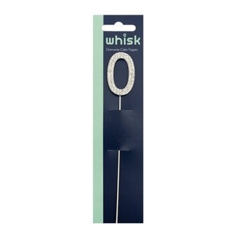 Whisk Silver Diamante Number 0 Cake Topper