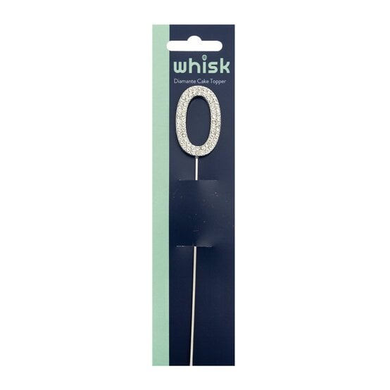 Whisk Silver Diamante Number 0 Cake Topper image number 2