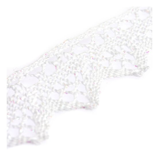 White Iridescent 30mm Cotton Lace Trim by the Metre image number 2
