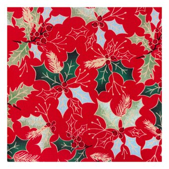 Red Holly Cotton Fabric by the Metre