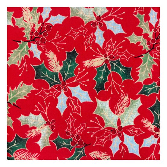 Red Holly Cotton Fabric by the Metre image number 2