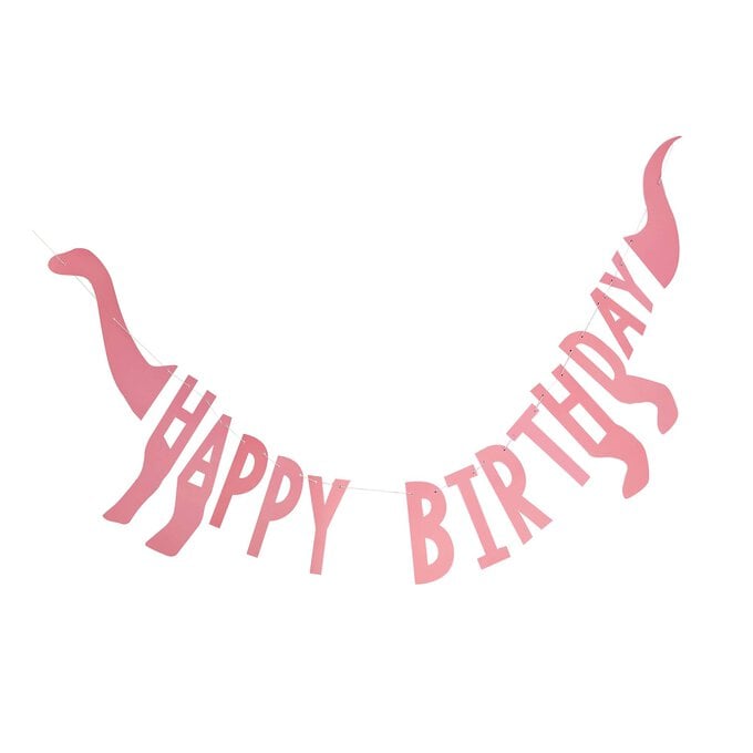 Ginger Ray Pink Dinosaur Birthday Bunting 1.4m image number 1