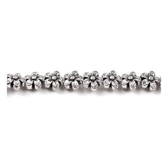 Antique Silver Effect Flat Flower Bead String 16 Pieces