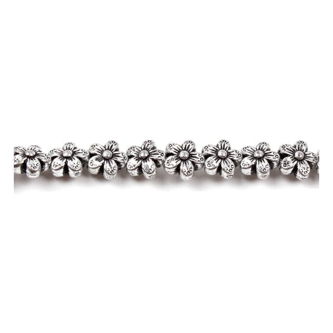 Antique Silver Effect Flat Flower Bead String 16 Pieces image number 1