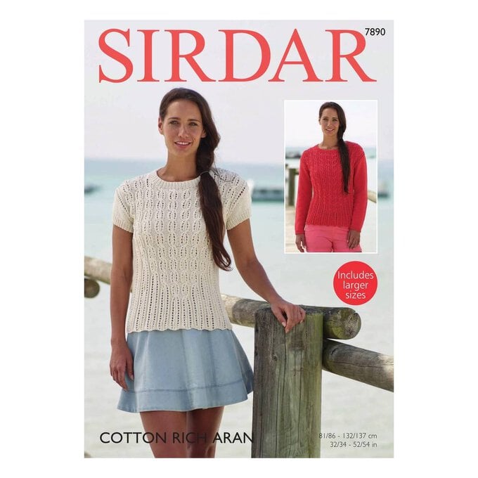 Sirdar Cotton Rich Aran Women's Sweaters Digital Pattern 7890 image number 1