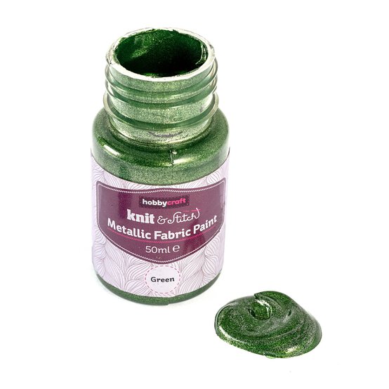 Green Metallic Fabric Paint 50ml image number 2