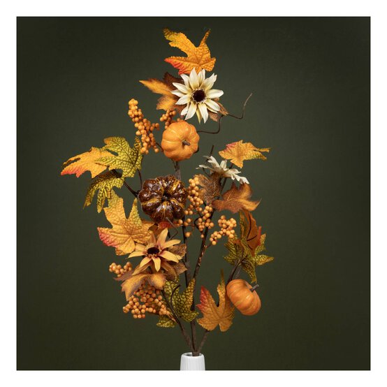 Large Yellow and Cream Pumpkin Spray 85cm image number 1