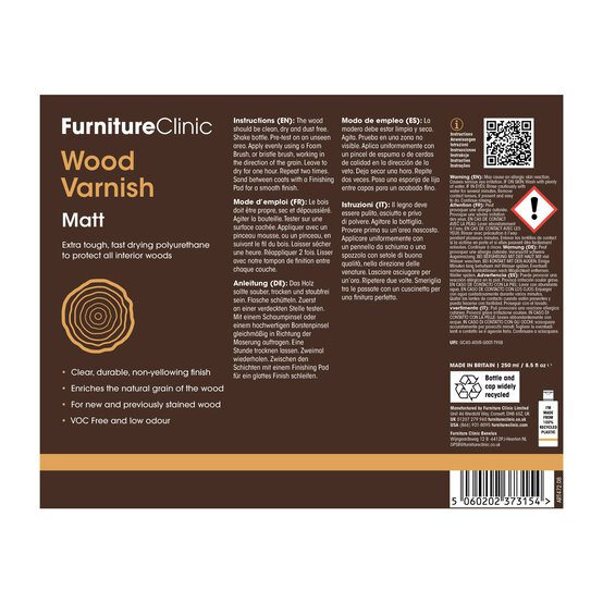 Furniture Clinic Matt Wood Varnish 250ml image number 6
