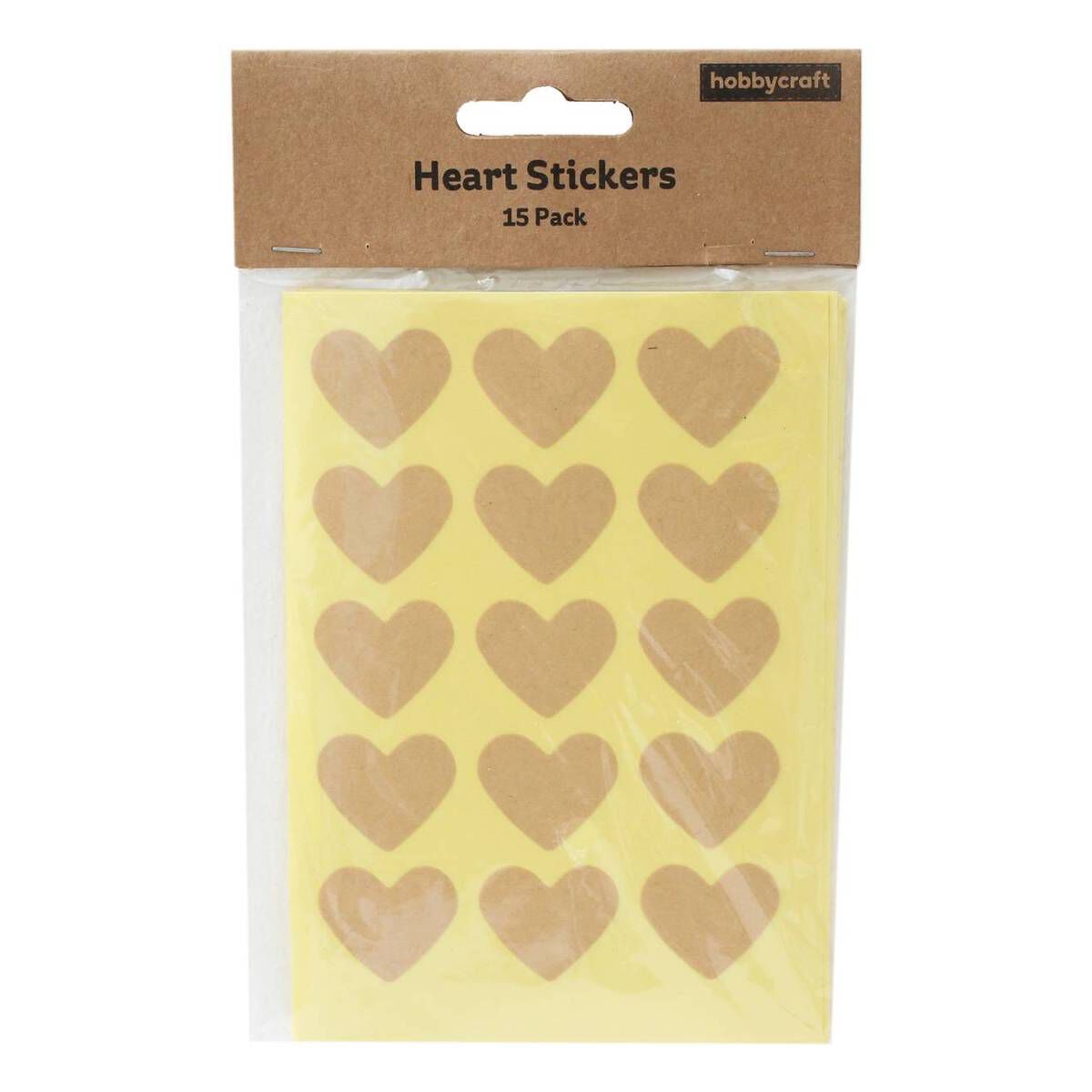 Kraft Heart Stickers 15 Pack Hobbycraft