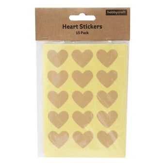 Kraft Heart Stickers 15 Pack