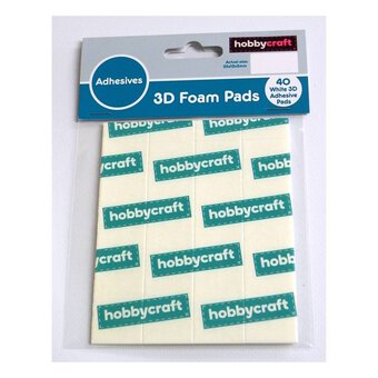White Adhesive Foam Pads 25mm x 12mm x 2mm 40 Pieces