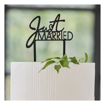 Ginger Ray Black Acrylic Just Married Wedding Cake Topper image number 2